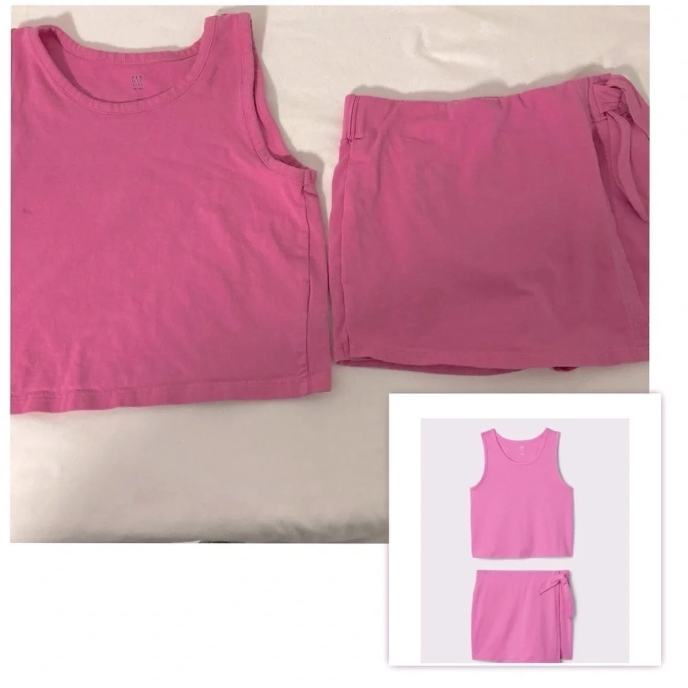 Gap Kids Girls Top Med (8) Skort S (6-7) Two-Piece Outfit Set Pink Everyday